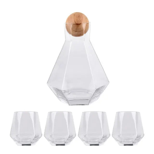 DecorBites™ Diamond Crystal Glass Water Kettle Cup Set - Clear Luxury Juice Pitcher