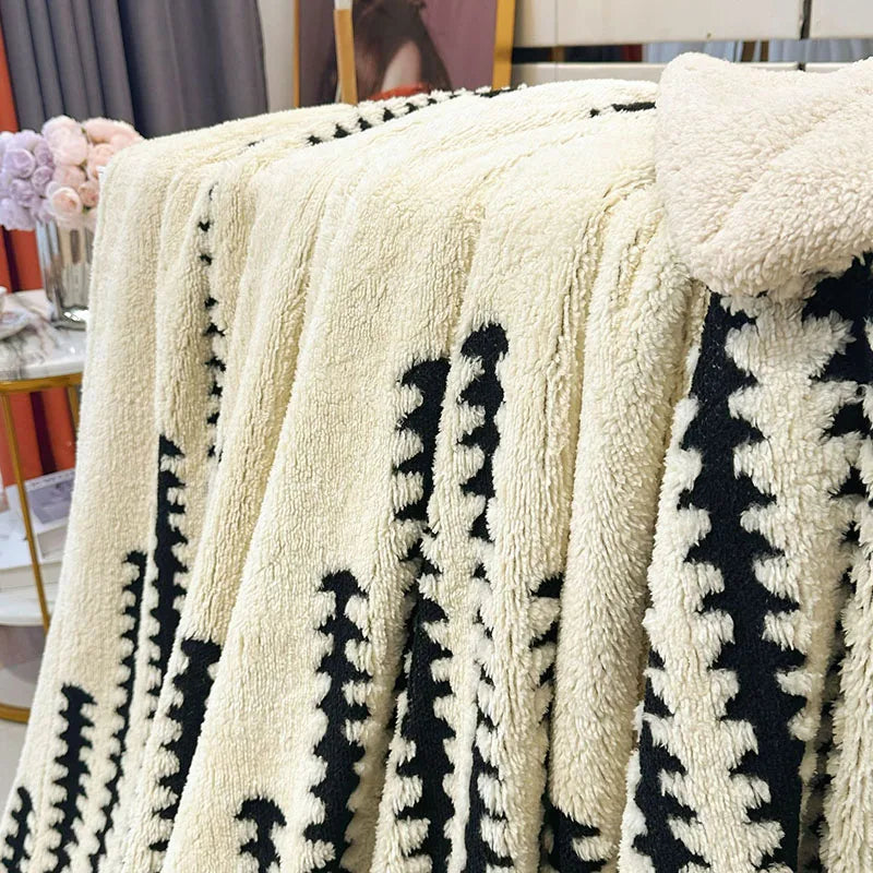 DecorBites™ Double Layer Lamb Fleece Blanket: Soft & Warm for Office, Bedroom, Sofa.