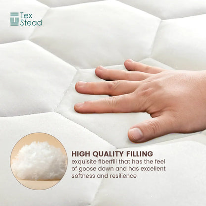 Decobites Hexagon Mattress Pad: Ultra Soft Deep Pocket Quilted Topper Cover.