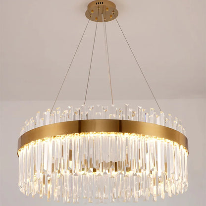 DecorBites™ Crystal LED Chandelier: Elegant Gold Lighting for Dining Room