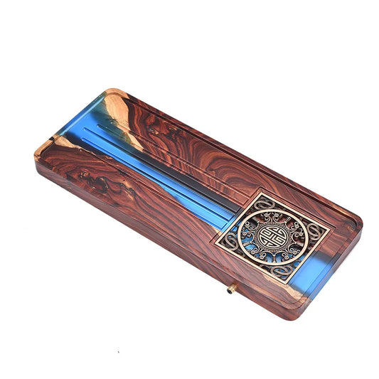 DecorBites™ Handmade Wood Resin Tea Tray | Bubble Tea Table Home Kung Fu Set