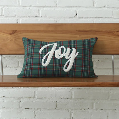 DecorBites™ Christmas Letter Embroidery Plaid Cushion Cover Set