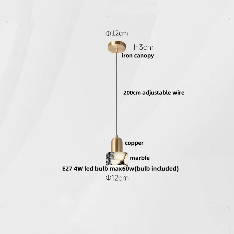 DecorBites™ LED Pendant Lights Bulgari Stone Adjustable Steel Hang Lamp Lighting