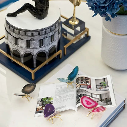 DecorBites™ Golden Crystal Agate Butterfly Sculpture Decorative Figurines