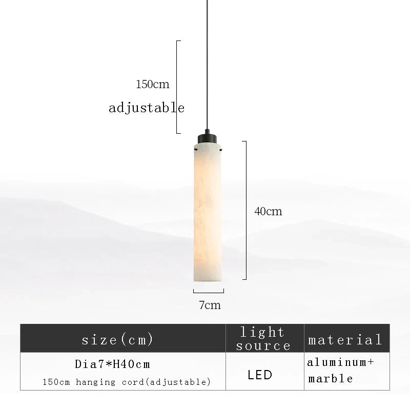 ديكوربايتس™ مصباح معلق أسطواني من الرخام باللون الأسود الذهبي لديكور المنزل العصري