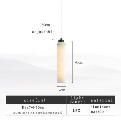 ديكوربايتس™ مصباح معلق أسطواني من الرخام باللون الأسود الذهبي لديكور المنزل العصري