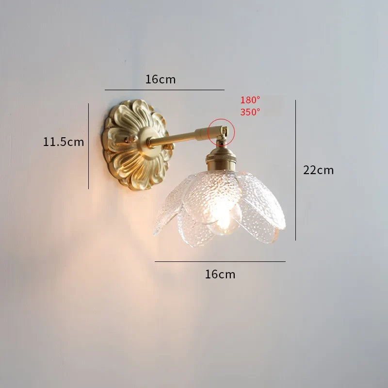 Decorbites™ Grüne Glas-LED-Wandleuchte mit Kupferbasis für Schlafzimmer und Wohnzimmer