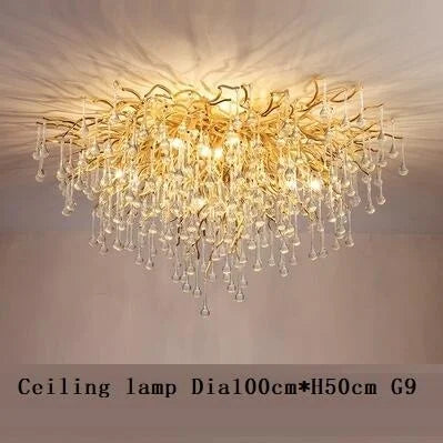 DecorBites™ Crystal LED Chandelier: Modern Light Luxury Water Drop Design for Home Decor