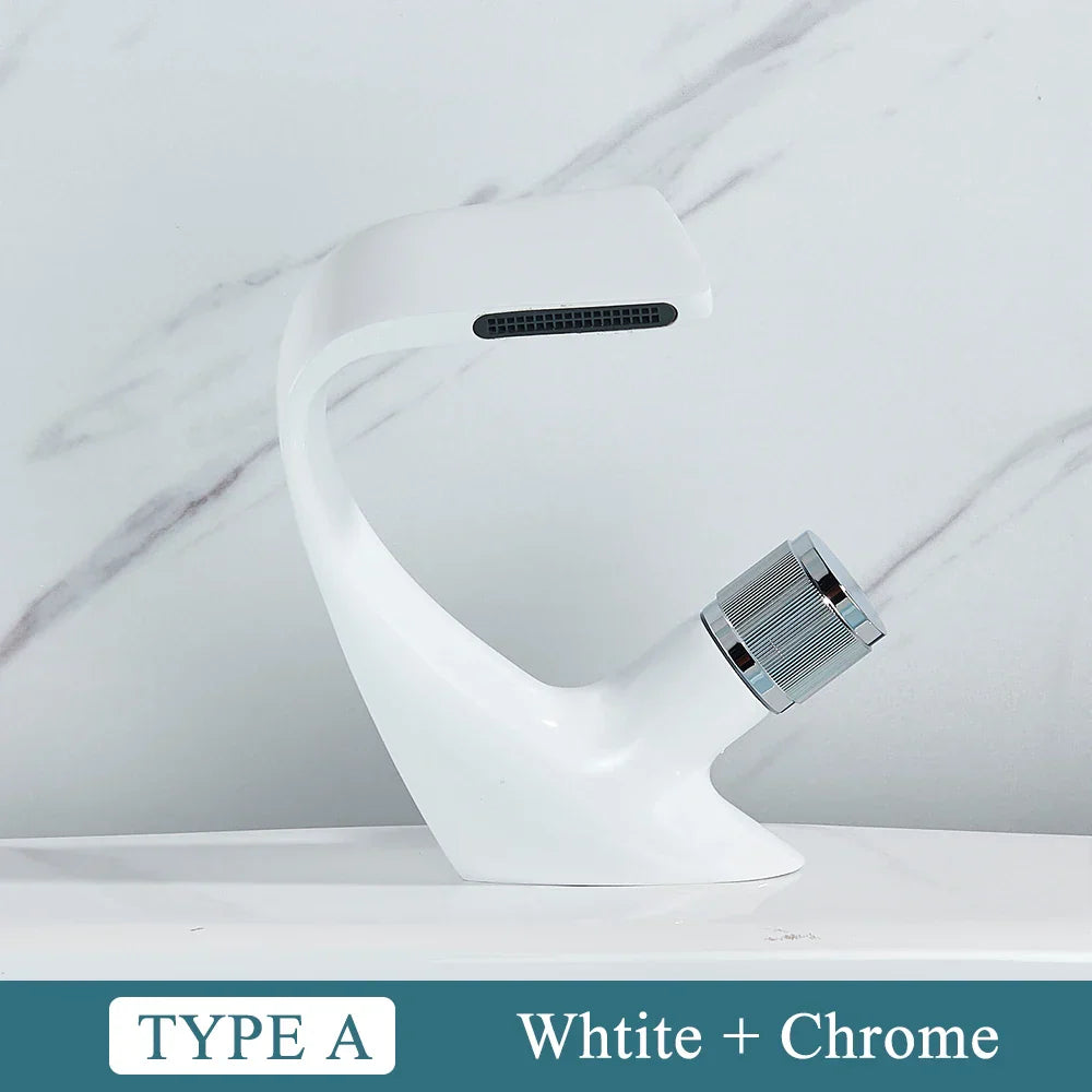 DecorBites™ Black Brass Basin Faucet - Cold & Hot Waterfall Sink Tap