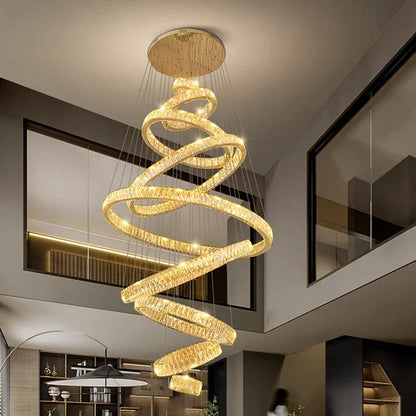 DecorBites™ Crystal Chandelier Stair Pendant Lamp Living Room Lighting Modern Interior Decor