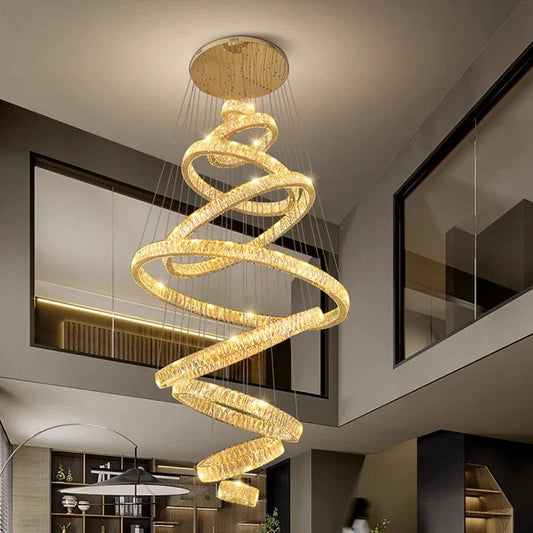 DecorBites™ Crystal Chandelier Stair Pendant Lamp Living Room Lighting Modern Interior Decor