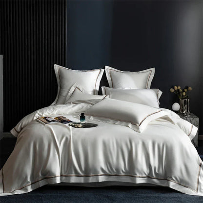 طقم مفروشات سرير مطرز على طراز الفنادق من DecorBites™ مصنوع من القطن المصري 1000TC