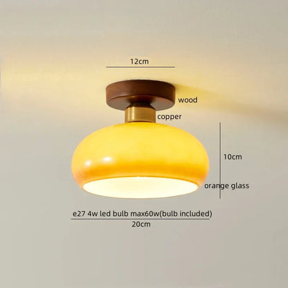 DecorBites™ Glass LED Ceiling Lamp Copper Walnut Modern Living Room Lighting Fixtures