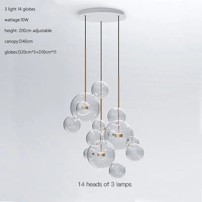 DecorBites™ Glass Bubble Ball LED Chandelier Mickey Light for Modern Indoor Spaces