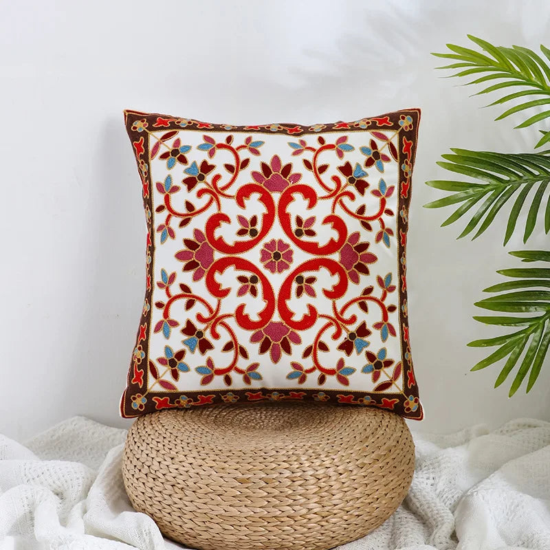 DecorBites™ Boho Farmhouse Floral Square Pillow Cover Set of 2