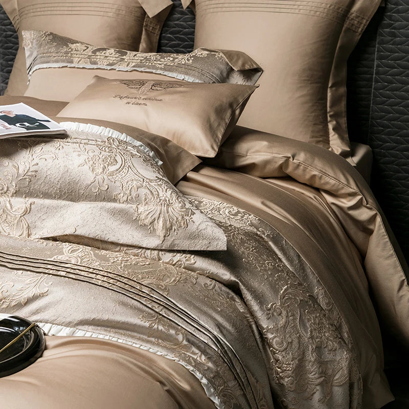 Decobites Champagne Luxury 100S Egyptian Cotton Relief Bedding Set