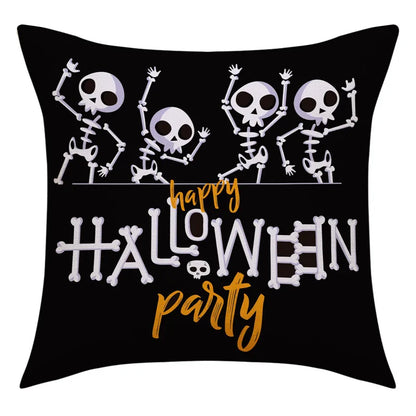 DecorBites™ Halloween Pillowcase Set - Festive Sofa Cushion Covers with Pumpkin Cat Witch Hat Print.