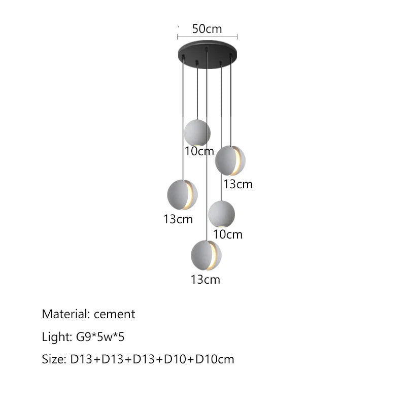 DecorBites™ Cement Planet Chandelier Hanging Lamp for Dining Room & Bedroom