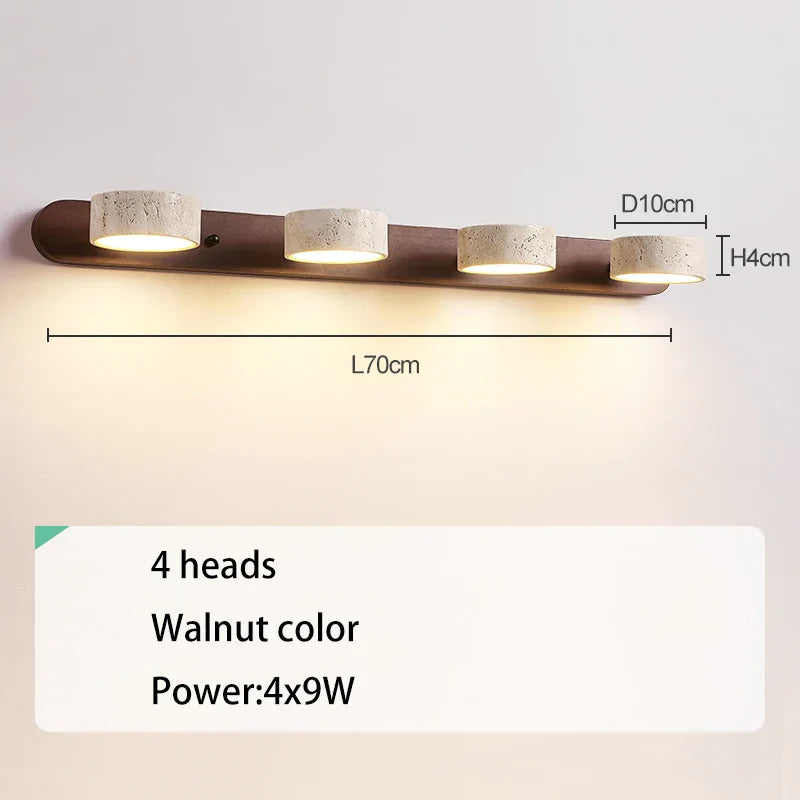 DecorBites™ Japanese Retro Stone Wall Mirror Light for Bathroom and Dressing Table