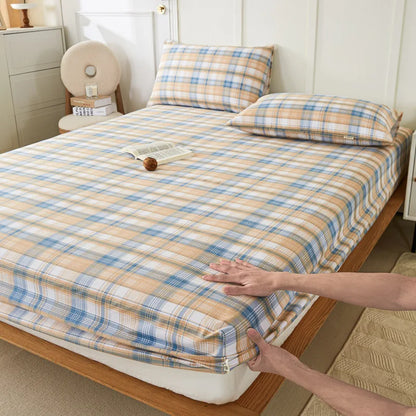 DecorBites™ Coarse Cotton Queen Fitted Sheet: Comfortable, Durable Maternal Child Bedding