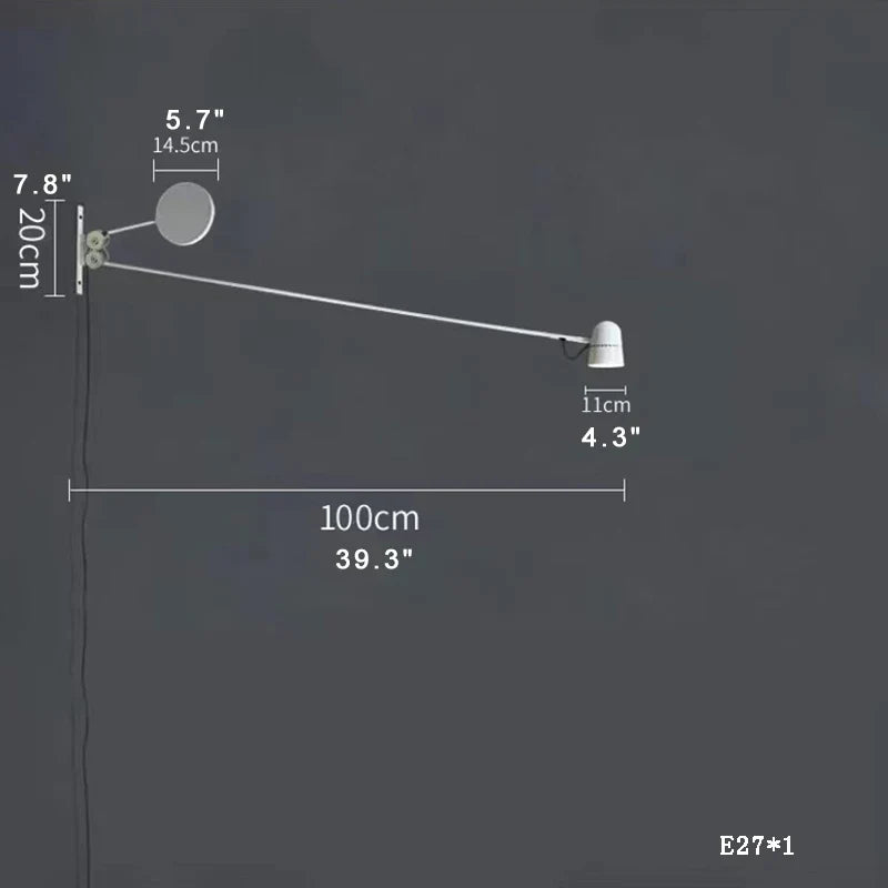ديكوربايتس™ - مصباح حائط LED قابل للتعديل بذراع متأرجح باللونين الأحمر والأسود - إضاءة عصرية