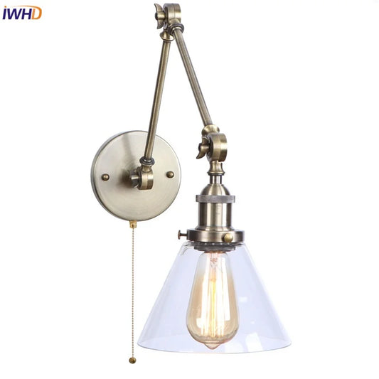 DecorBites™ Industrial Swing Arm Loft Lamp with Vintage Design and Clear Glass Mirror Light
