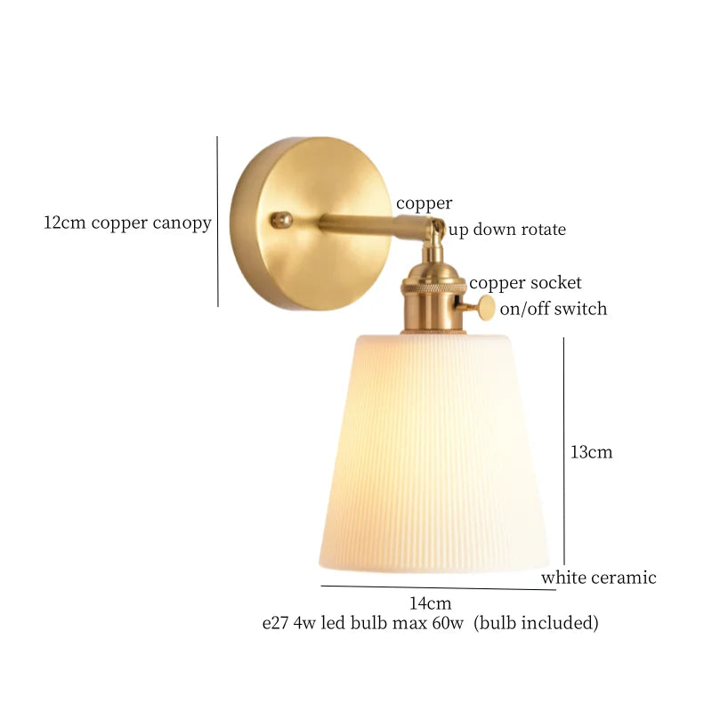 DecorBites™ Ceramic LED Wall Sconce Light with Pull Chain Switch