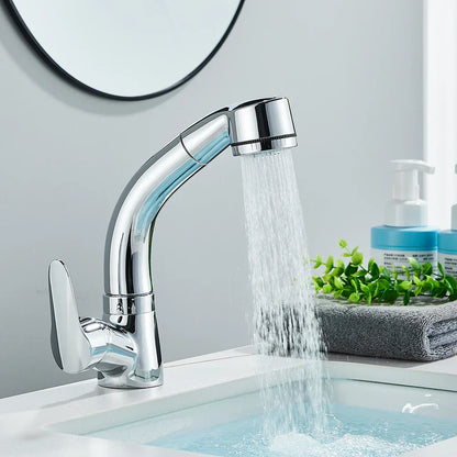 Grifo de lavabo DecorBites™ con elevación, acabado cromado y mezclador de agua giratorio de 360 ​​grados.