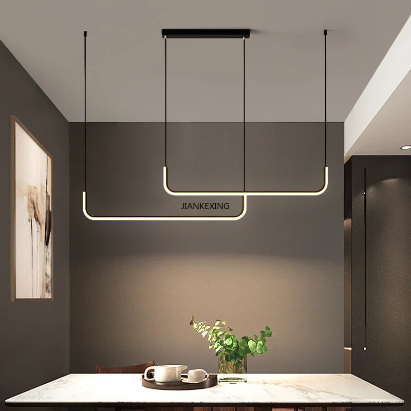 DecorBites™ LED Chandelier: Modern Black Gold Dimmable Lighting for Dining Room, Kitchen Table