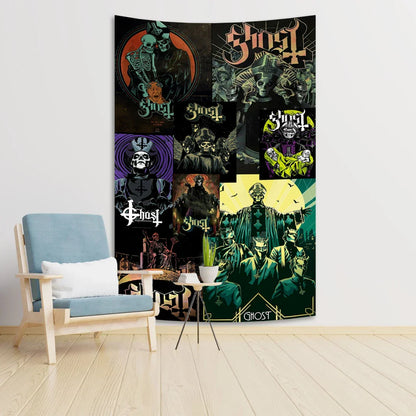 Decobites Metal Ghosts Band Tapestry Flag - Boho Hippie Wall Hanging for Home Decor