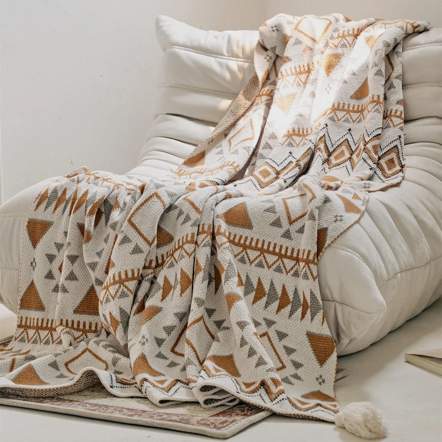 DecorBites™ Boho Geometric Pattern Summer Blanket