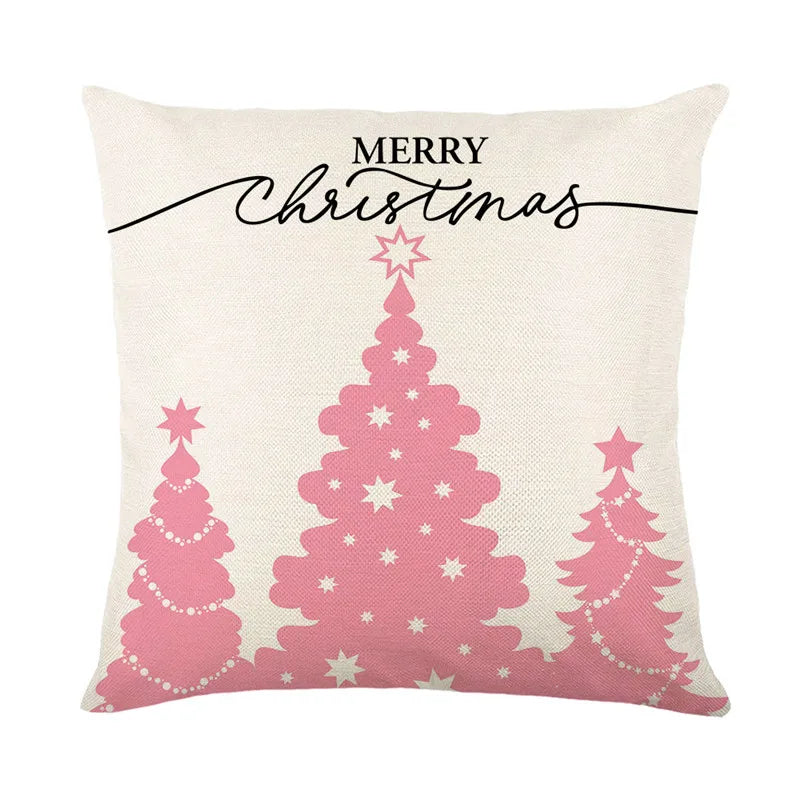 DecorBites™ Christmas Santa Claus Linen Pillowcase - Sofa Cushion Cover, Decorative Living Room Pillow Cover