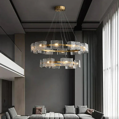 DecorBites™ LED Ripples Glass Chandelier: Modern Luxury for Living Room, Bedroom, Kitchen, Bar