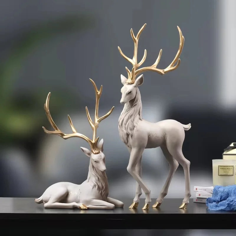 DecorBites™ Deer Sculpture: High-End Resin Elk Figurine for Luxury Home Decor