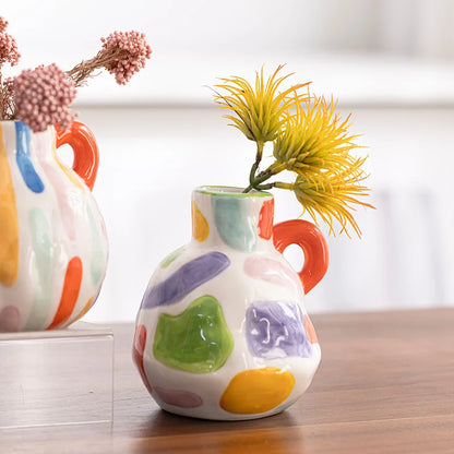 DecorBites™ Cartoon Ceramic Vase Teapot Handmade Porcelain Flowerpot Decoration Accessories