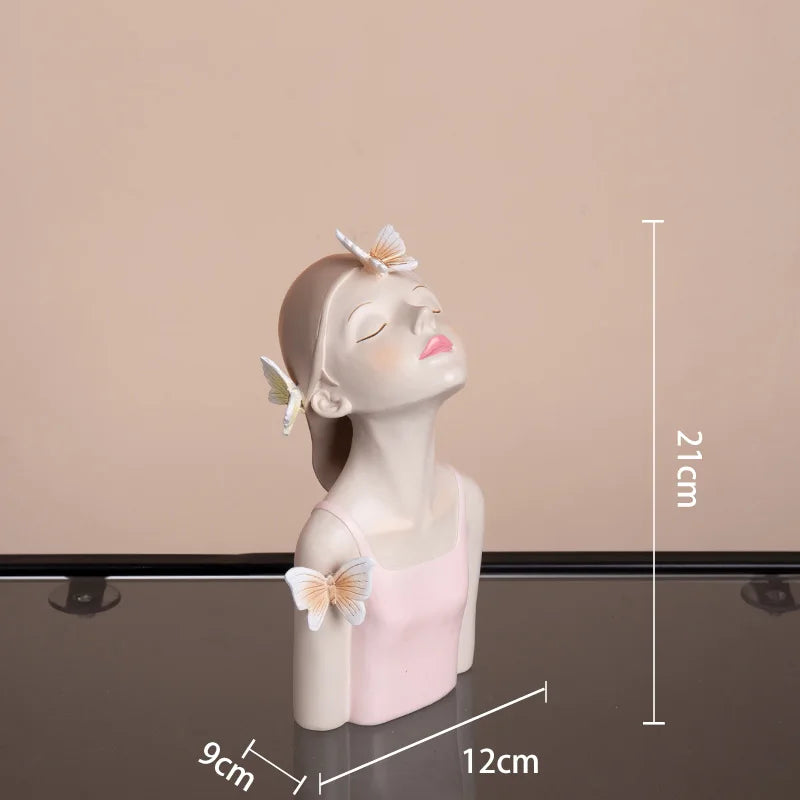 DecorBites™ Butterfly Girl Sculpture Vase Set - Modern Decorative Resin Flower Ornaments
