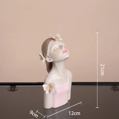 DecorBites™ Butterfly Girl Sculpture Vase Set - Modern Decorative Resin Flower Ornaments