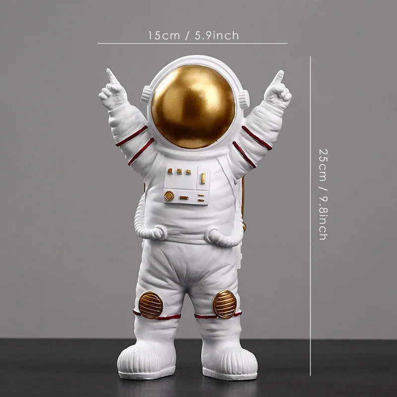 Figuras de astronautas DecorBites™: Escultura moderna de astronauta con luna, regalo perfecto para hombre y novio