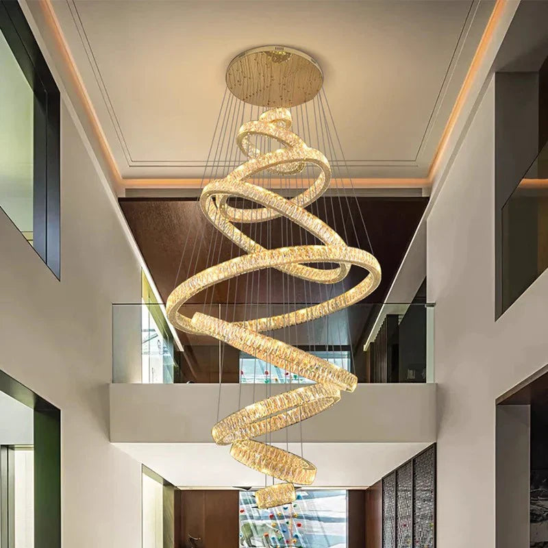 DecorBites™ Crystal Chandelier Stair Pendant Lamp Living Room Lighting Modern Interior Decor