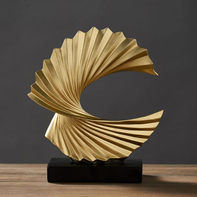 DecorBites™ Golden Resin Abstract Sculpture for Modern Home & Office Decor