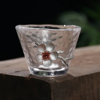 DecorBites™ Carved Tin Glass Tea Cup Set - Heat Resistant, Puer Chinese, Elegant Design