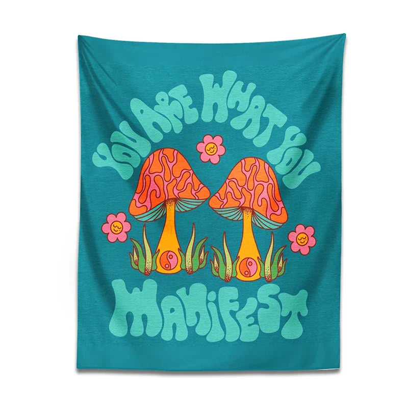 Decobites Mushroom Tapestry Wall Hanging: 70s Groovy Hippie Psychedelic Flower Art, Dorm Decor