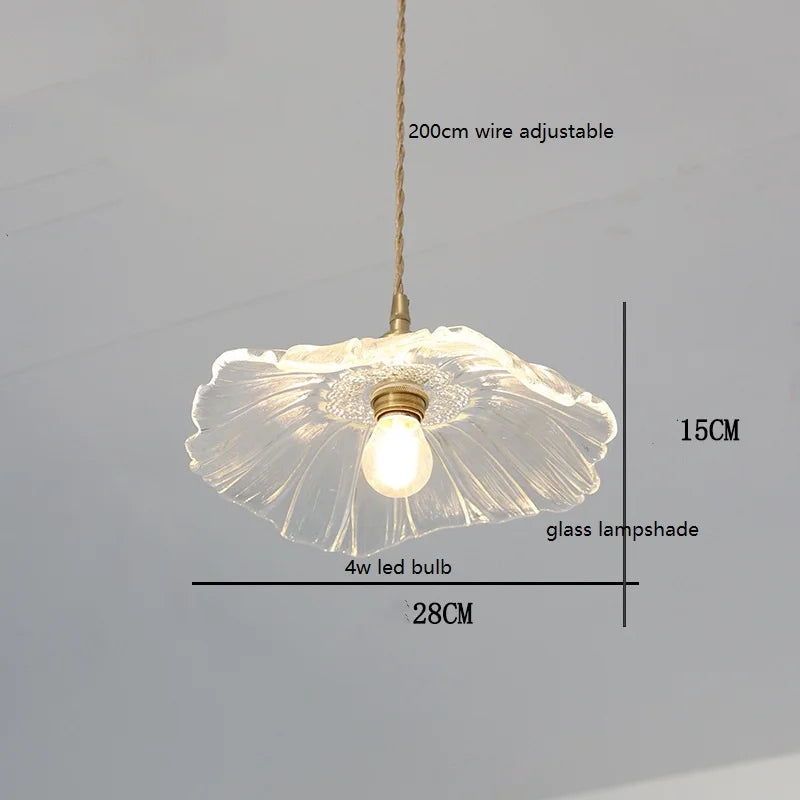 DecorBites™ Green Glass LED Pendant Lamp with Copper Wood Handle for Modern Nordic Home Decor