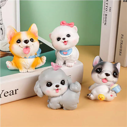 DecorBites™ Dog Figurine Miniatures Set - Husky Corgi Bulldog Puppy Statue Decor
