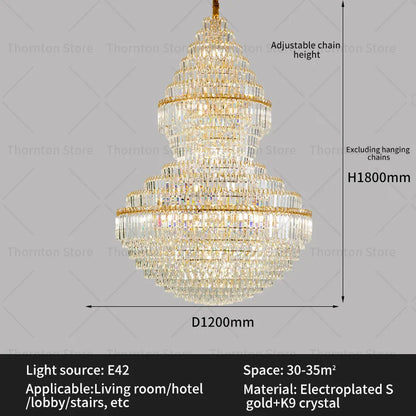 DecorBites™ Crystal Hollow Chandelier for Luxury Living Room and Stair Lamps