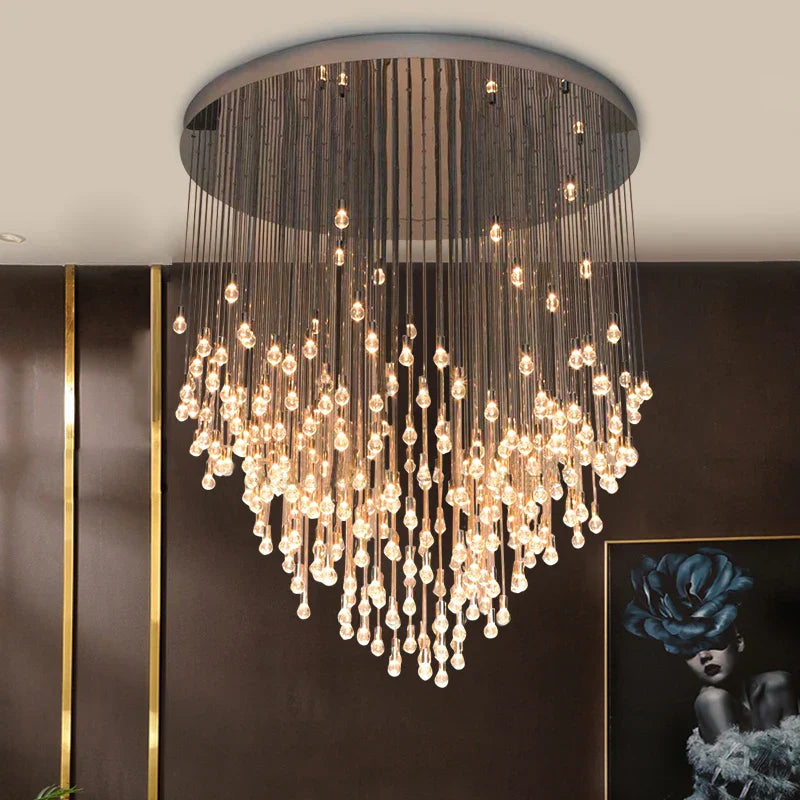 Gold LED Crystal Chandelier 45-Head Design