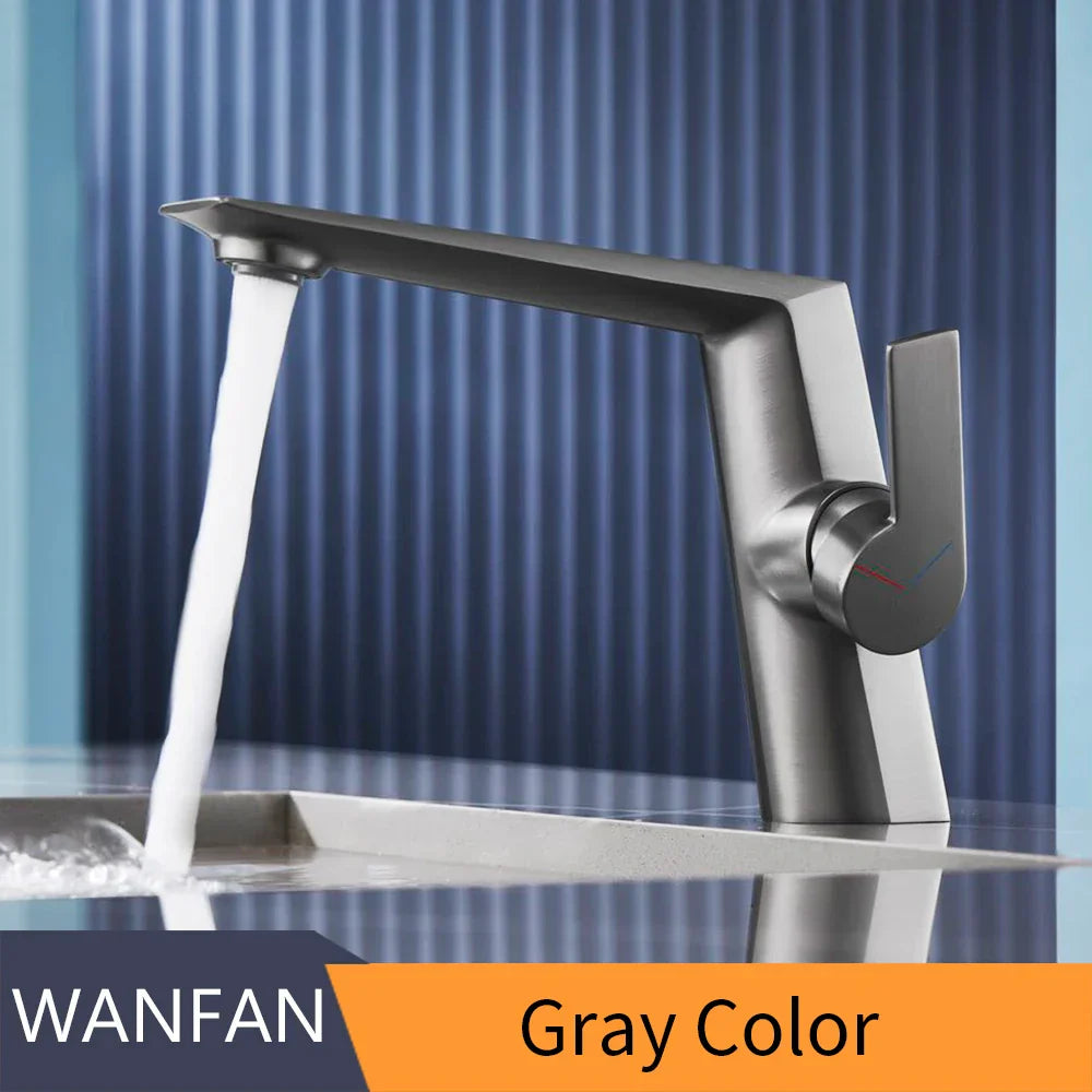 Grifo de Lavabo de un Solo Mango de la Cuenca de Oro Decorbites™ en Oro Cepillado