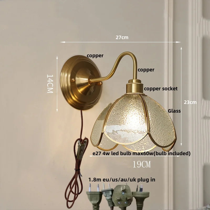 DecorBites™ Glass Brass Wall Sconce LED Light Fixture for Dining Living Room Bathroom Mirror