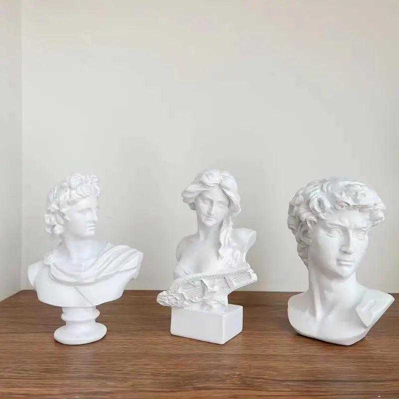 DecorBites™ David Statue Head Sculpture Mini Gypsum Resin Art Craft Home Decor