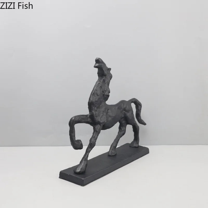 DecorBites™ Cast Iron Horse Sculpture Modern Desk Decor Minimalist Room Artistic Craft Figurine